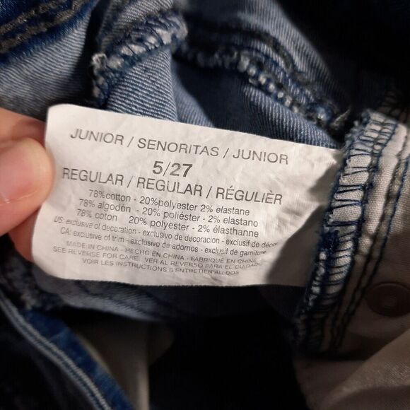 Black Daisy Embroidered Flower Stretch Jeans Junior Size 5/27 Kate Straight Leg - Picture 9 of 14